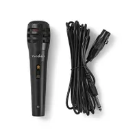 Nedis MPWD15BK dinamikus mikrofon 5 m levehető kábel 600 ohm 80 Hz-12 kHz -75 dB kardioid fekete integrált kapcsoló utazó tok