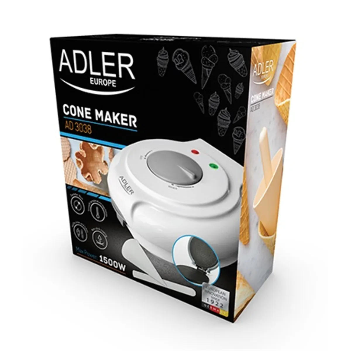 Adler AD3038 ostyasütő fehér 1500W 18 cm sütőlap tapadásmentes felület hőmérsékletszabályozás #2