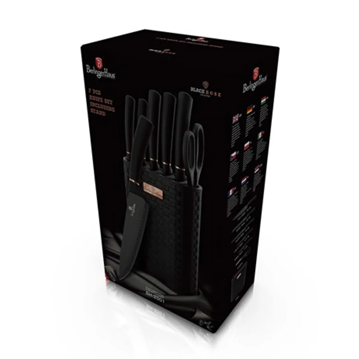 Berlinger Haus BH/2501N 7 részes késkészlet, rozsdamentes acél, tapadásmentes fekete bevonat, állvány, penge 20 cm, ergonomikus fogantyú #4