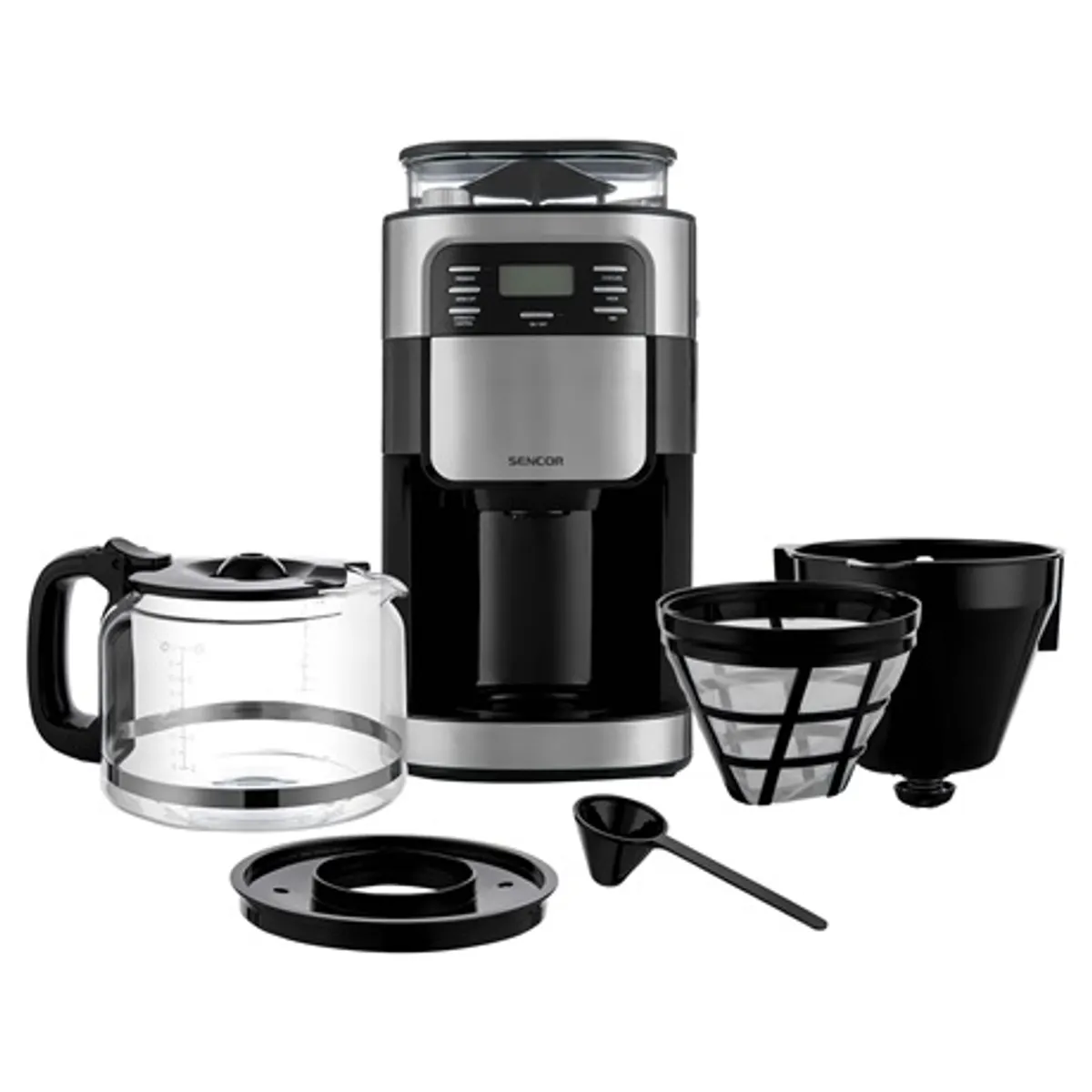Sencor SCE7000BK filteres darálós kávéfőző 200 g kapacitású kávébab tartály, 1,5 l üvegkancsó, LCD kijelző #4