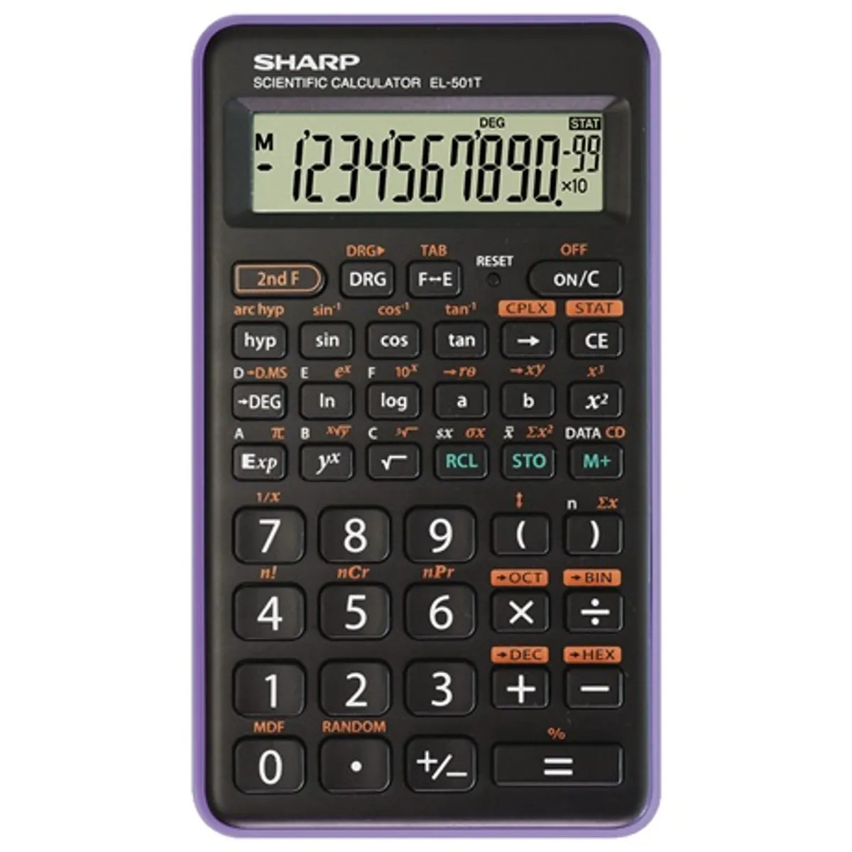 Sharp EL501TBVL tudományos számológép 146 funkció, deg rad grad, 12 számjegy kijelző, 2-8-16-10 alap, nCr nPr n!, védőtok #1