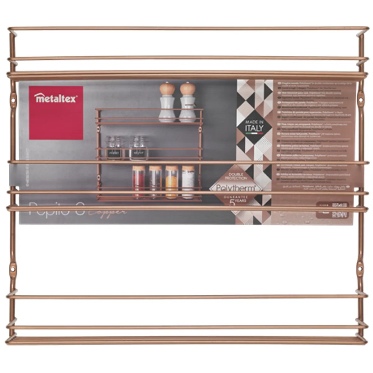 Metaltex MX362533 Pepito fűszerpolc háromszintes réz színű polytherm bevonatú 36x8x32 cm #3