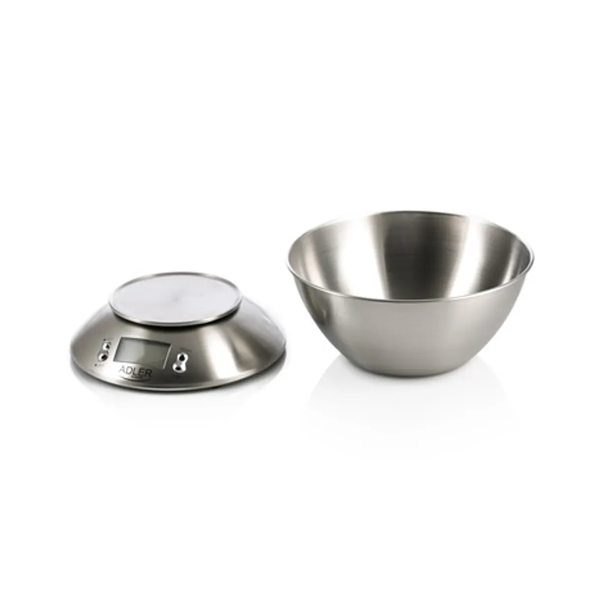 Adler AD3134 tálas konyhai mérleg 5 kg/1 g, 2L rozsdamentes tál, LCD, kg/lb/oz, tara, automatikus kikapcsolás, 100 perces időzítő, riasztó #1