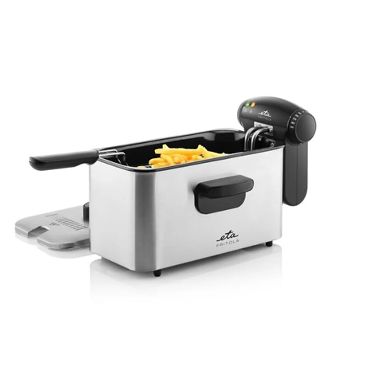 Eta 317290000 olajsütő rozsdamentes 3 literes zománc edény állítható kosár 150-190 °C 2000 W easy clean funkció csúszásmentes lábak #5