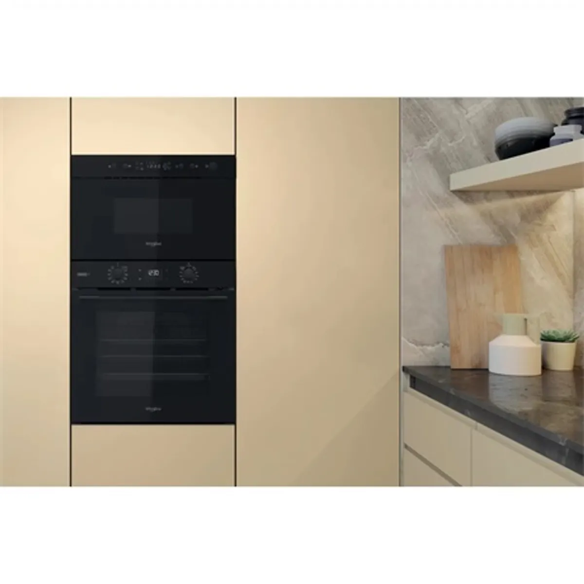 Whirlpool MBNA920B beépíthető mikrohullámú sütő fekete 22L 750W gombnyitás oldalajtó üvegajtó digitális kijelző jet start jet defrost gyermekzár #5