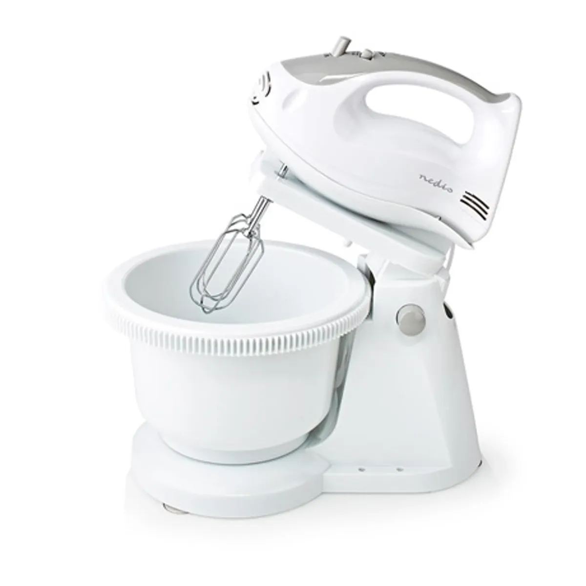 Nedis KAHM110CWT tálas mixer fehér-szürke 200 W 5 sebesség turbó 2 literes keverőtál #1