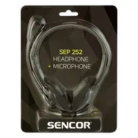 Sencor SEP252 SEP 252 30mm impedancia 32ohm frekvencia 20 Hz-20 kHz mikrofon -58 dB 30 Hz-16 kHz 1,2 m 3,5 mm fekete #2