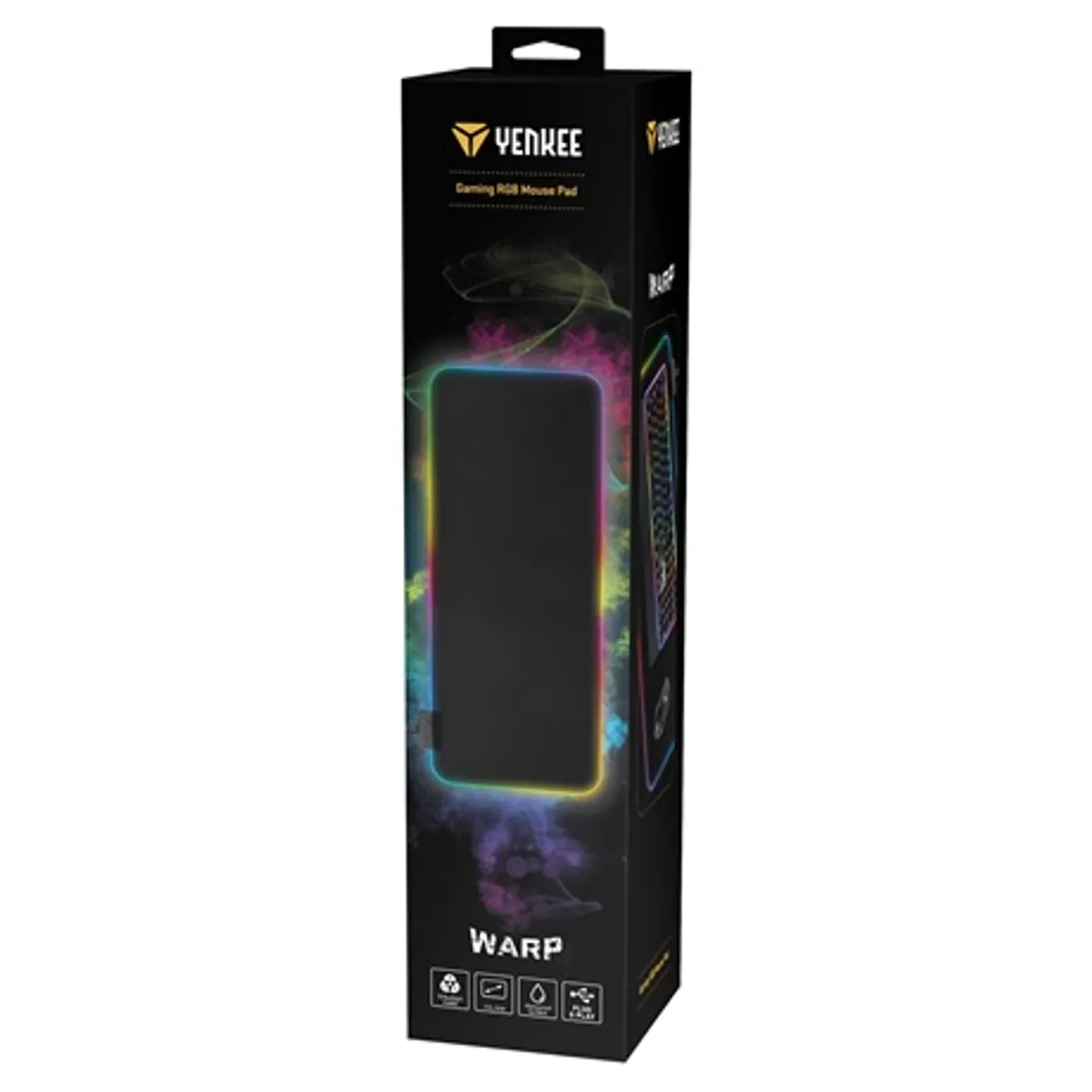 Yenkee YPM 3006 egérpad Warp RGB háttérvilágítás 13 mód 930x350x3 mm csúszásmentes gumialap vízálló felület micro USB 1.8 m #4