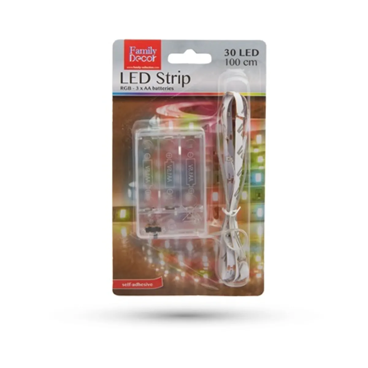 Family Decor 55885 led szalag színes 1 m elemes öntapadós hátoldal rgb 30x2835 smd 3xaa kábel 30 cm #4