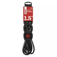 Emos PC1321R hálózati elosztó 3 aljzat kapcsolóval 1,5 m fekete Schuko 250V 16A #2