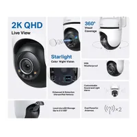 TP-Link TAPO C520WS 4MP 2K IP66 kültéri dóm kamera 360 fok látószög, 3.18mm, 2.4GHz Wi-Fi, H.264, kétutas hang, microSD #2