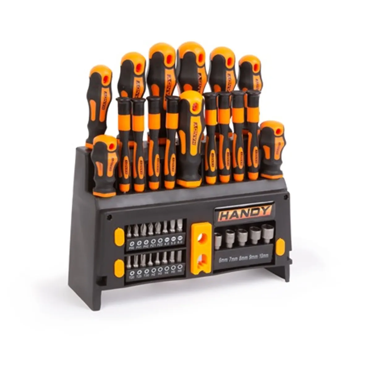 Handy 10741 csavarhúzó készlet 39 db CR-V szár mágnesezett fej gumírozott markolat magnetizáló demagnetizáló #1