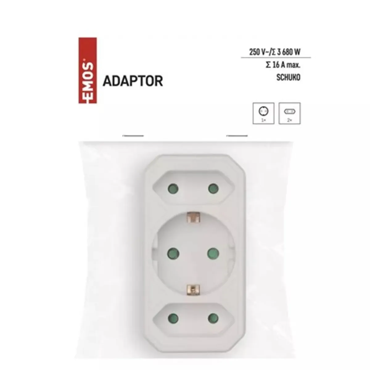 Emos P00272 3 aljzatos schuko elosztó IP20 gyerekzár fehér 250 V 16 A 3680 W #5