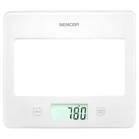 Sencor SKS 5030WH mérleg 16 mm vastagság tara funkció LCD 55x25 mm 1 g-tól 5 kg-ig túlterhelés jelzés 60 s kikapcsolás edzett üveg