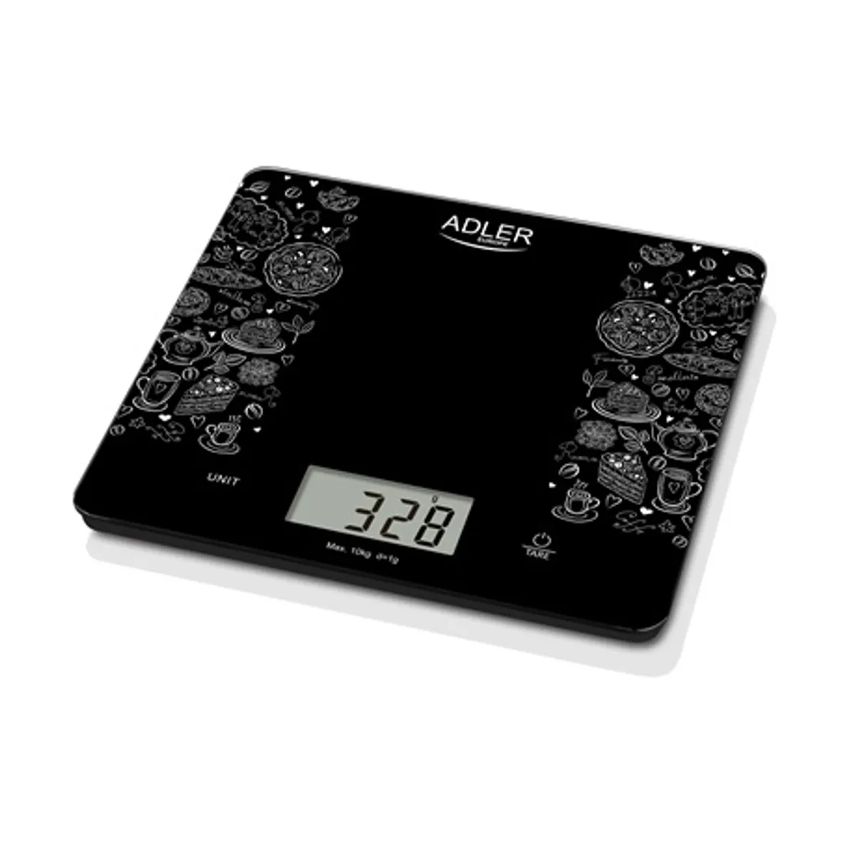 Adler AD3171 konyhai mérleg 10 kg 1 g LCD kijelző 20x18 cm edzett üveg felület tara funkció automatikus kikapcsolás 3V elem #6