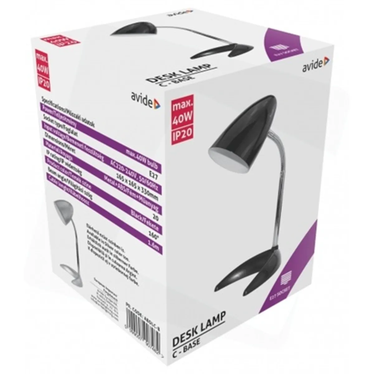 Avide BASIC O TALPÚ FEKETE 4W LED Asztali lámpa izzóval #1