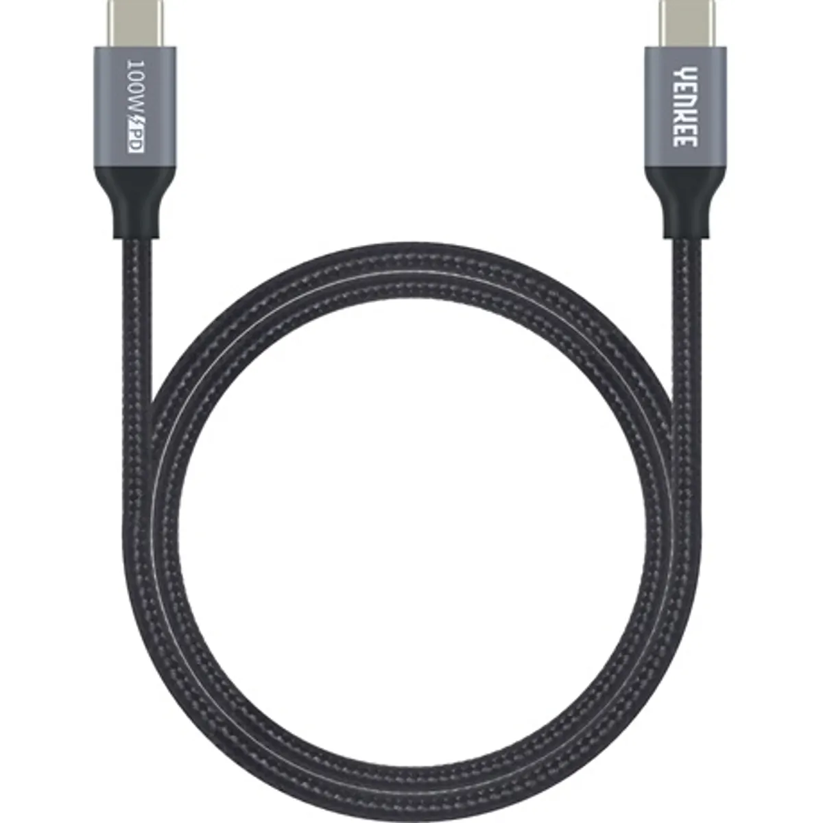 Yenkee YCU 323 BK USB-C 3.1 Gen 2 töltőkábel 1,5 m nylon fonat alumínium ház kétoldalú USB-C 10 Gbps 100 W #2