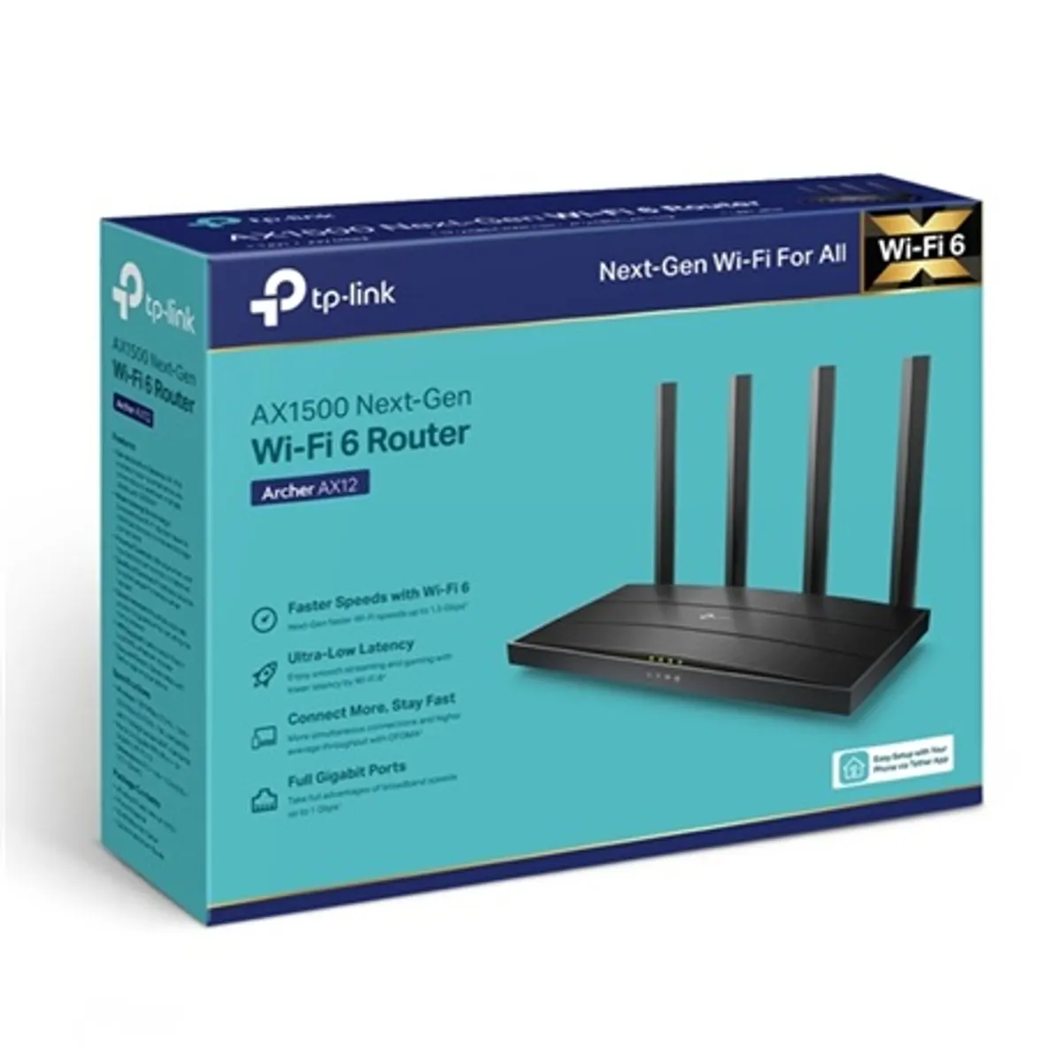 TP-Link ARCHER AX12 AX1500 Wi-Fi 6 duál-sáv 1201 Mbps 5 GHz, 300 Mbps 2.4 GHz, 4 antennás, 1 WAN, 3 LAN, OFDMA, beamforming, MU-MIMO, WPA3 #3
