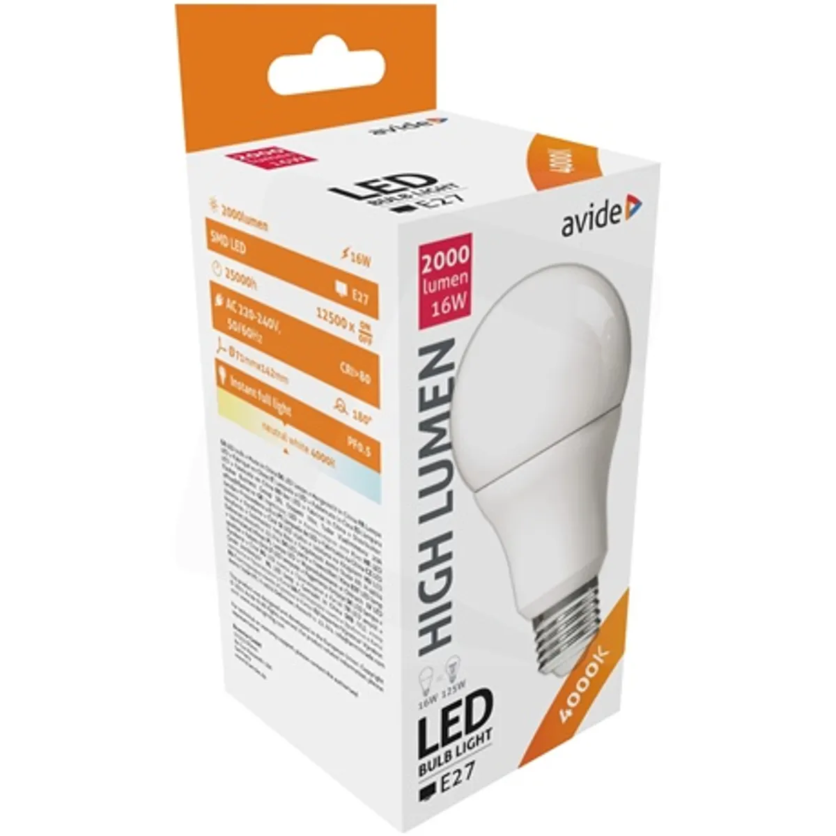 Avide ABG27NW-16W-AP LED Globe A70 E27 16W 1901lm 4000K 180 fok #2