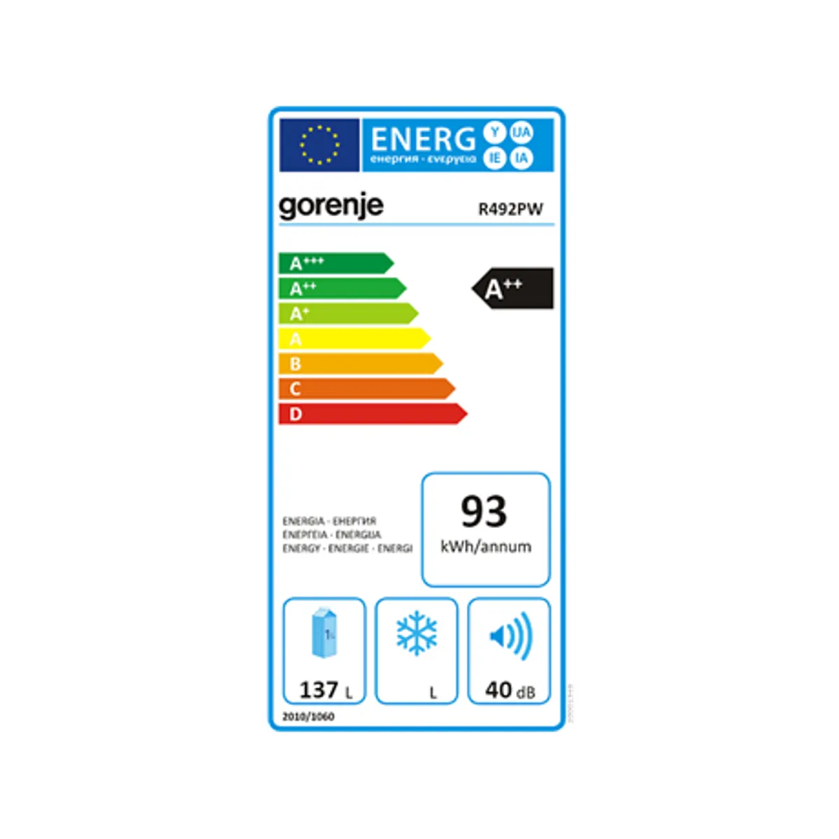 Gorenje R492PW hűtőszekrény 133 l 40 dB led 2 polc 1 zöldségtároló energiafogyasztás 90 kWh #3
