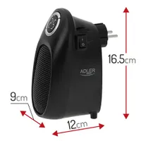 Adler AD7726 fali fűtőventilátor 1500W 12 órás időzítő 15-35°C LED kijelző kerámia fűtőelem #7