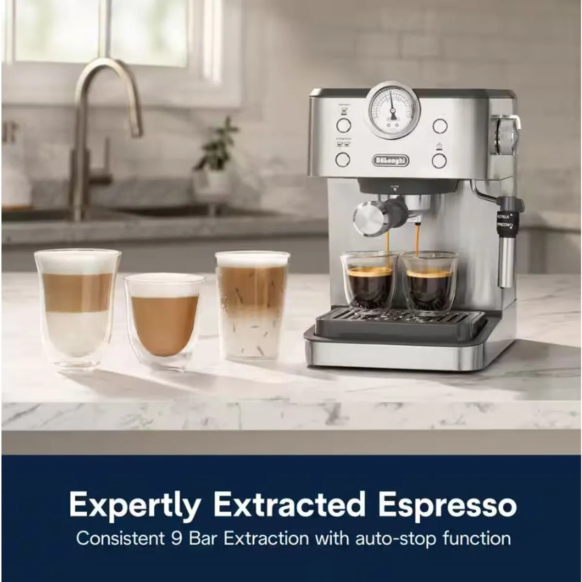 Delonghi EM450.M Linea Classic manuális eszpresszó kávéfőző 1,7 l tartály 1325 W 15 bar thermoblock állítható cappuccino rendszer állítható gőzölő #2