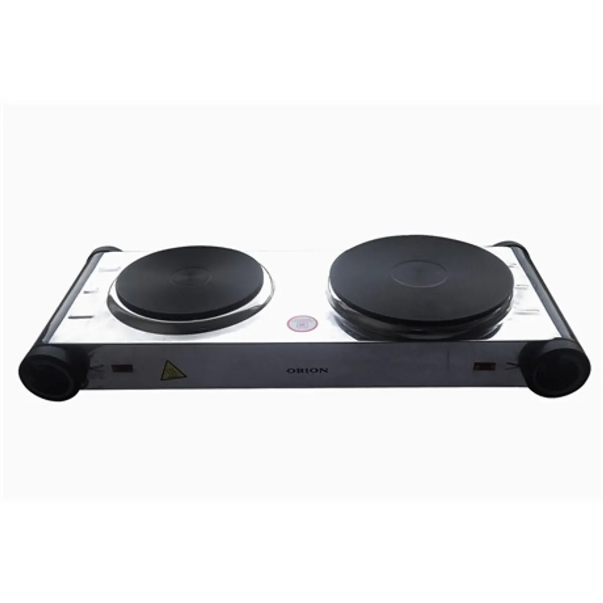 Orion OES002 elektromos főzőlap rozsdamentes burkolat öntöttvas két égő 150mm 185mm 2500W 230V 50Hz termosztát jelzőfény #1