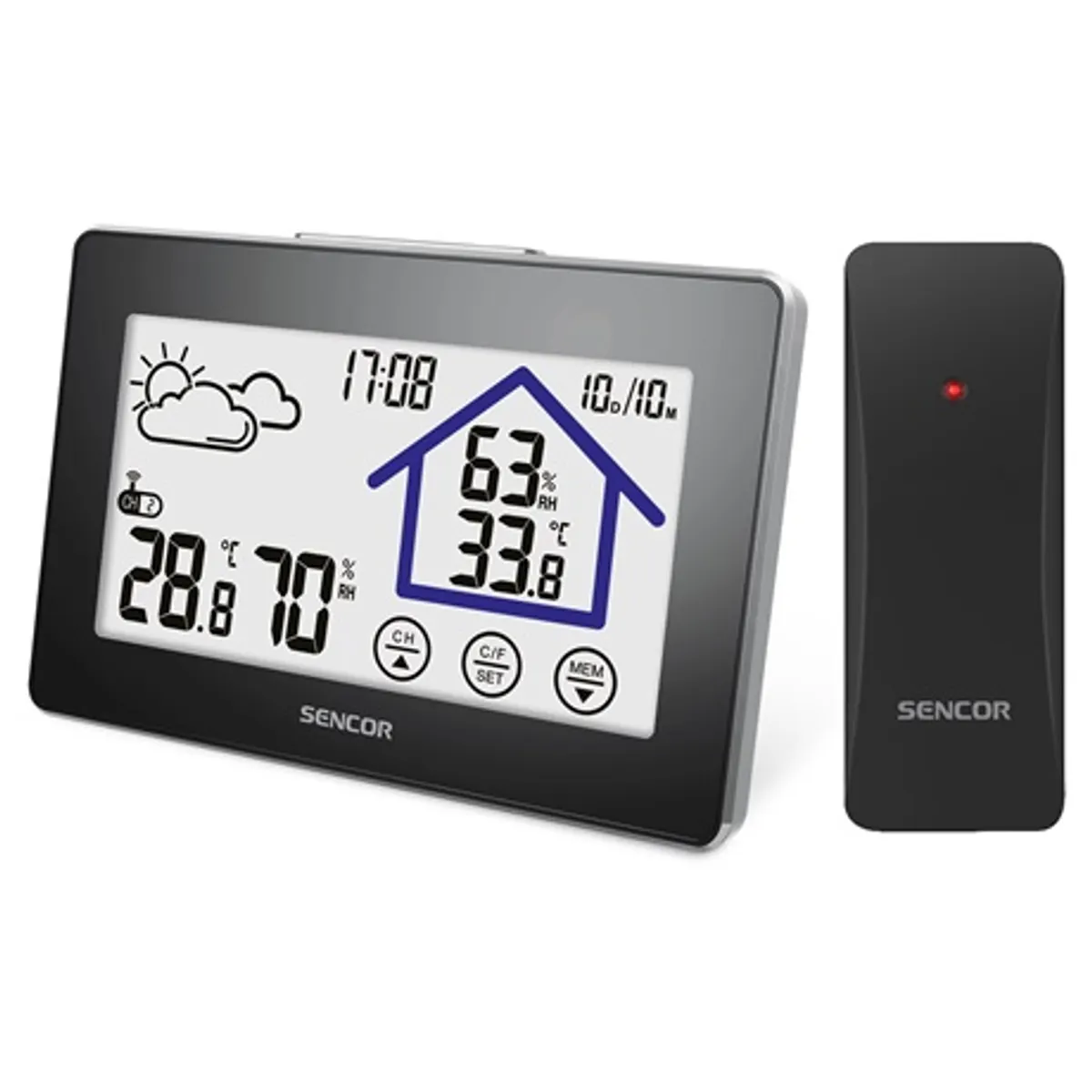 Sencor SWS2999 időjárás állomás belső és külső hőmérséklet és páratartalom mérés 3 érzékelő csatlakoztatható 433 MHz #1