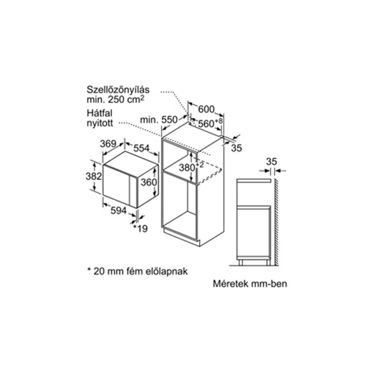 Bosch BFL554MS0 Serie 6 beépíthető mikrohullámú sütő 25 l 900 W 5 fokozat 7 automata program LED kijelző #5