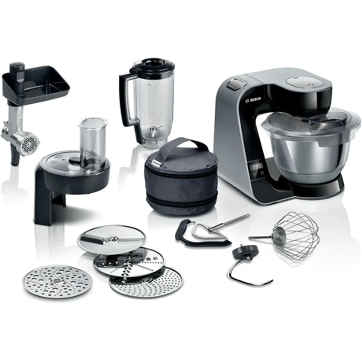 Bosch MUM5XC4E Konyhai robotgép 1000W 3,9 l nemesacél tál beépített mérleg 7 fokozat 3D bolygómozgás fekete #1