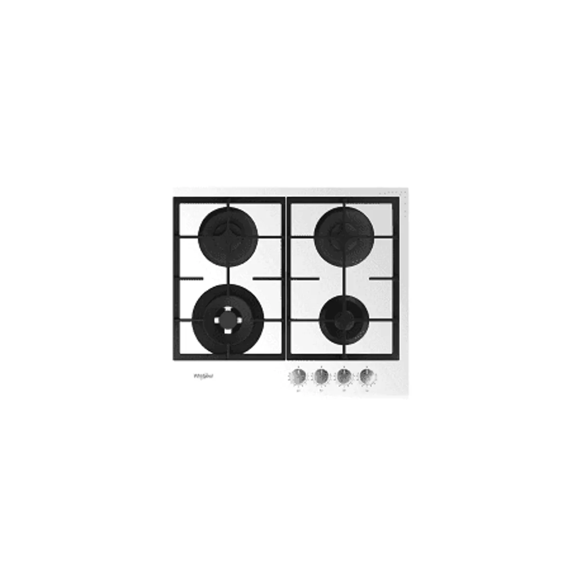 Whirlpool GOFL 629/WH Beépíthető gázfőzőlap Fehér edzett üveg 59 cm 3 és 1 égő WOK égő automata gyújtás elöl gombok öntöttvas tartók #1
