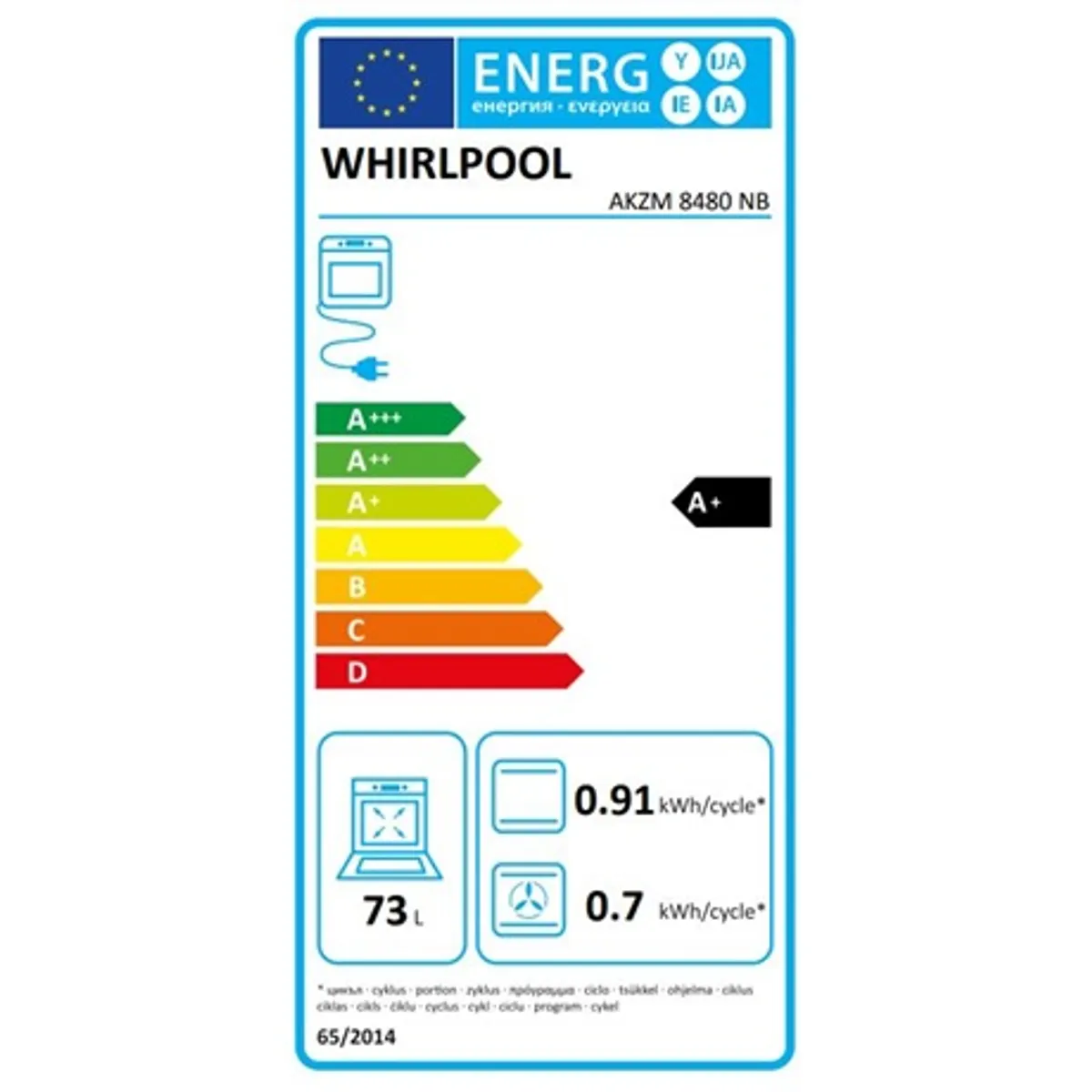 Whirlpool AKZM 8480 NB Beépíthető sütő pirolitikus 73 l 6. érzék cook3 ready2cook hőlégbefúvás aplus 2-szintes teleszkópos sín #3