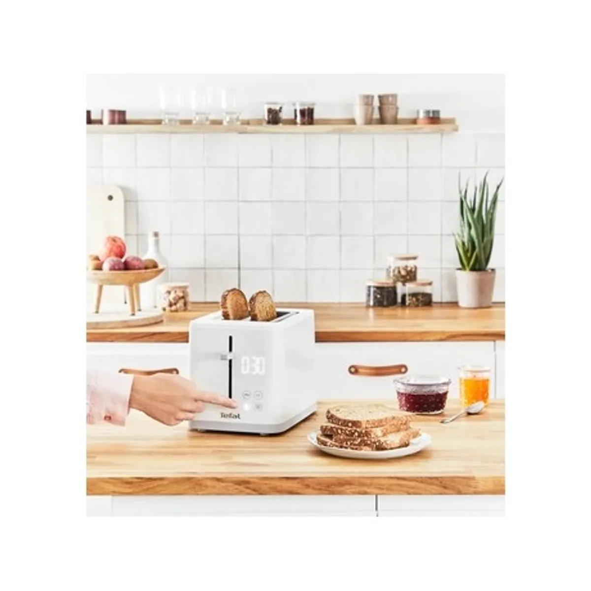 Tefal TT693110 Sense kenyérpirító fehér 2 szeletes digitális kijelző 7 fokozat automatikus kikapcsolás magas emelésű kar kivehető morzsagyűjtő tálca #5