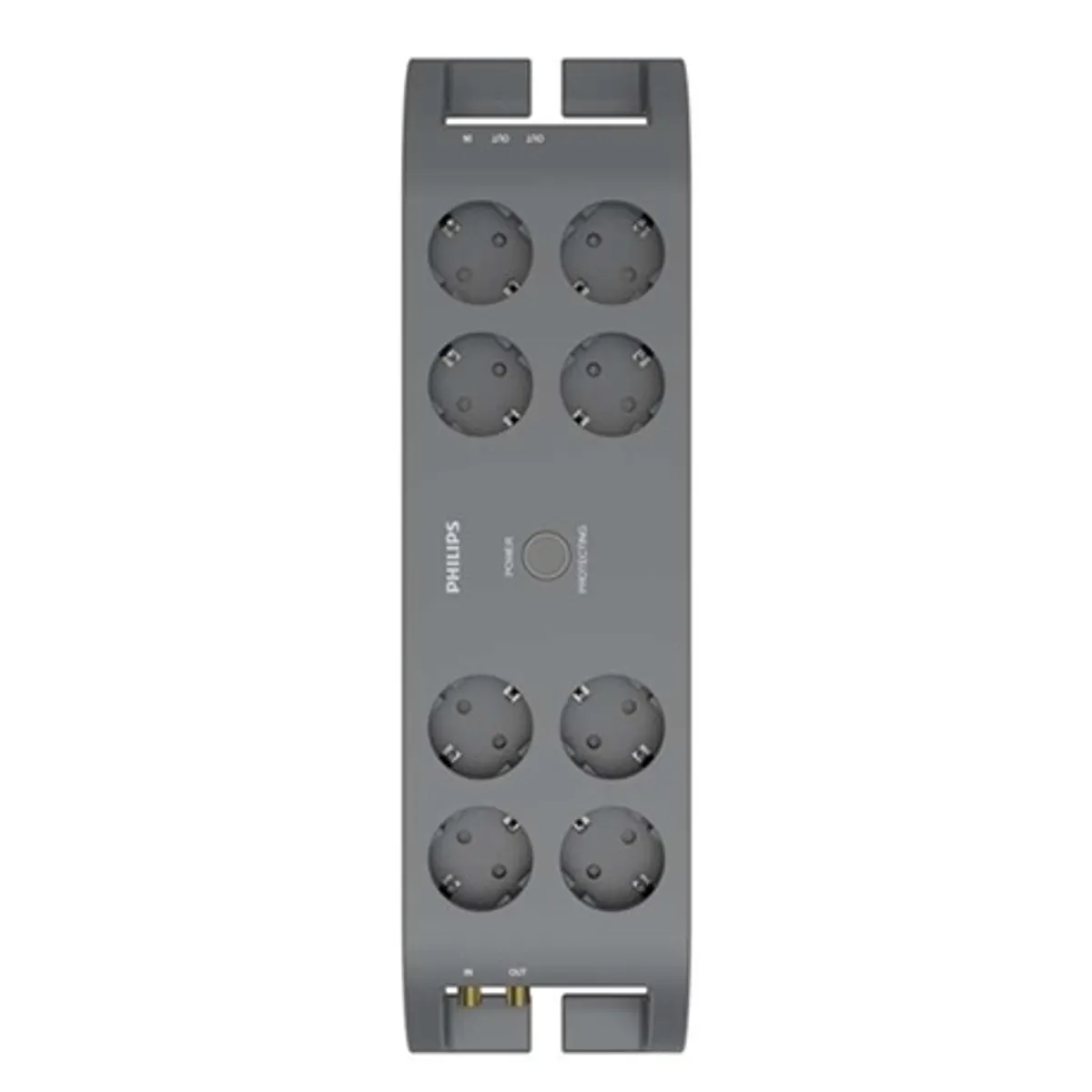 Philips SPN5185A/58 túlfeszültségvédő elosztó 8 aljzat SCHUKO 2 m kábel 16 A 3680 W 1800 J EMIRFI szűrő koaxiális védelem TEL FAX RJ11 #1