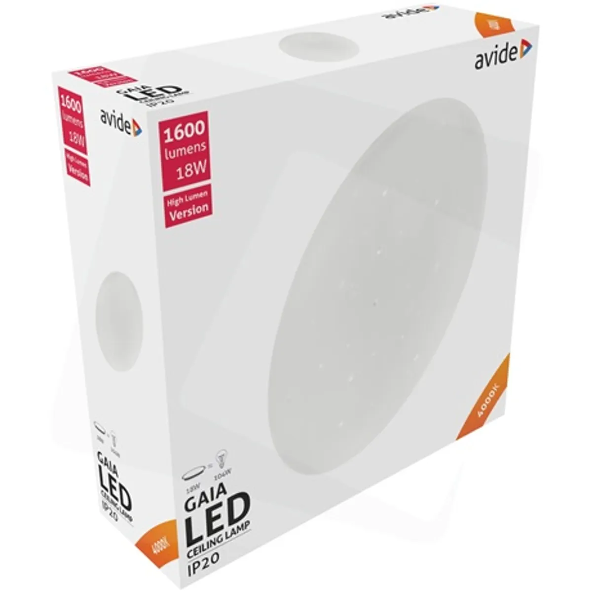 Avide ACLO33NW-18W-GAI Gaia LED mennyezeti lámpa 18W 330x105 4000K 1600 lm 120 fok IP20 #2