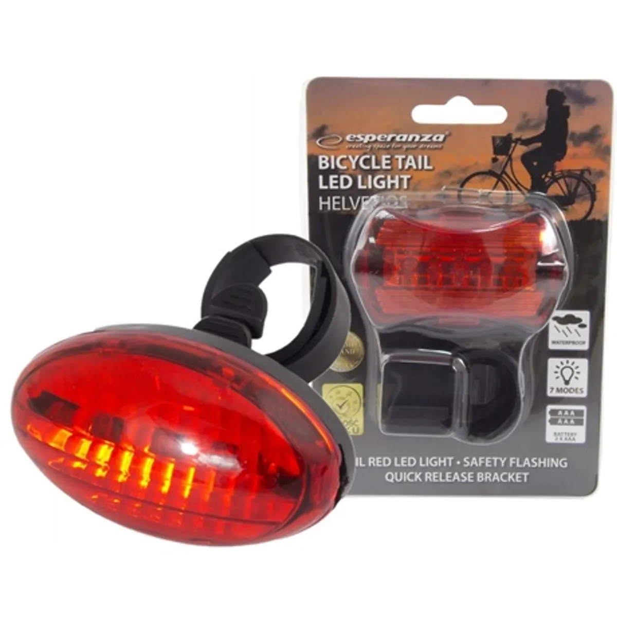 Esperanza EOT009 ARION led hátsó kerékpárlámpa, 7 világítási mód, csipesz, 2x AAA elemek, nem tartozék #2