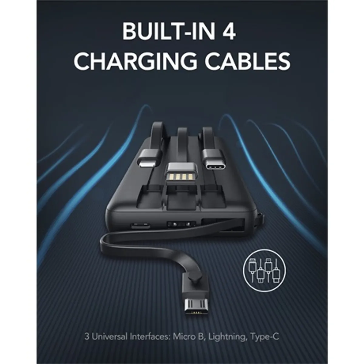 Veger VP2047 C20 20000mAh beépített kábelekkel USB-A USB-C Lightning Micro USB #3