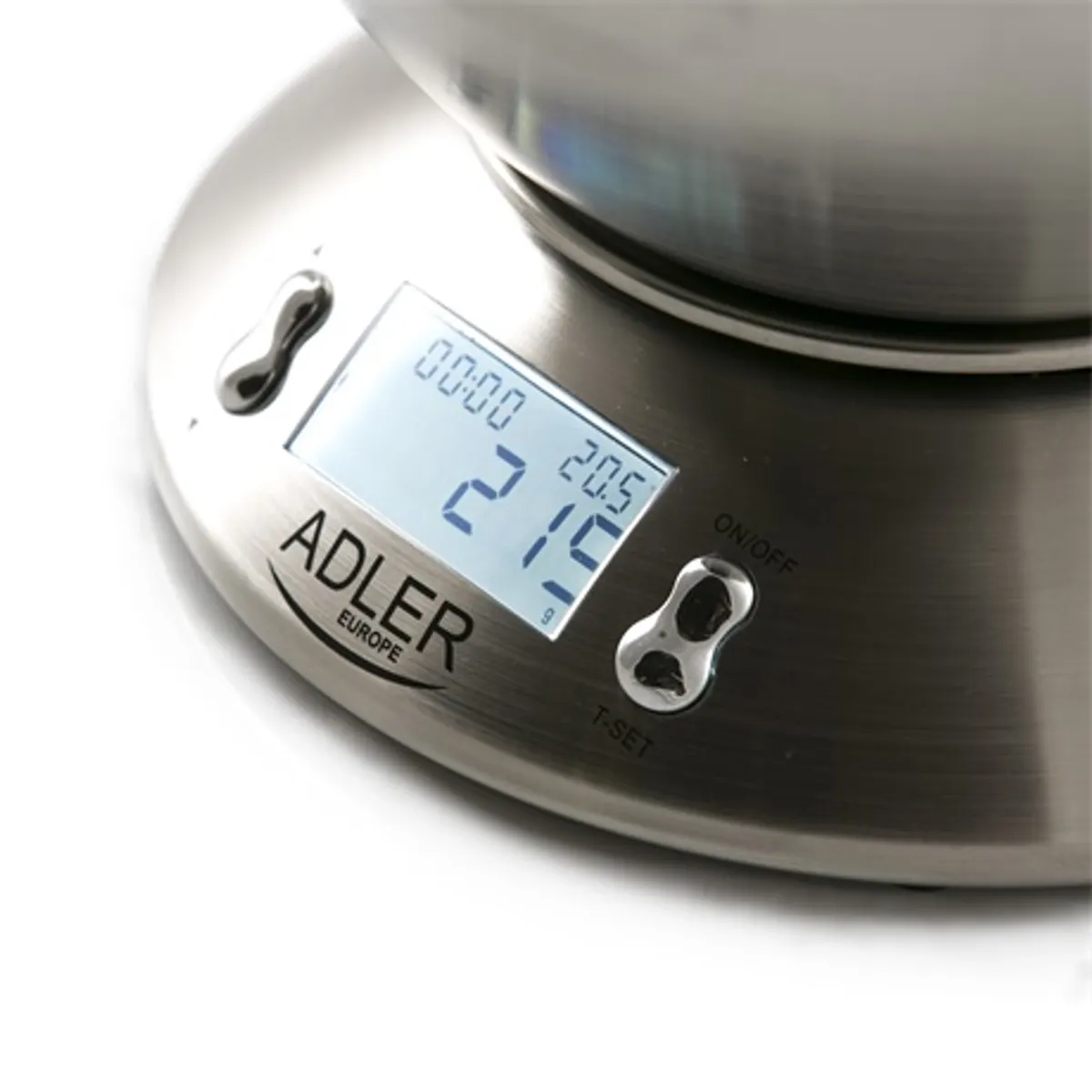Adler AD3134 tálas konyhai mérleg 5 kg/1 g, 2L rozsdamentes tál, LCD, kg/lb/oz, tara, automatikus kikapcsolás, 100 perces időzítő, riasztó #2