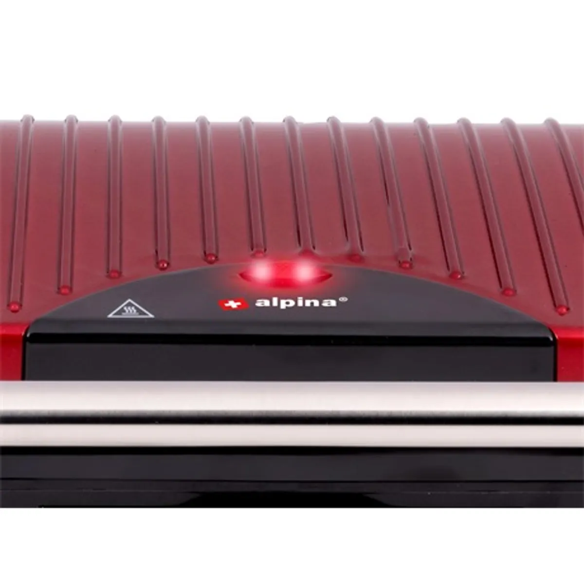 Alpina 25277 kontakt grill vörös 1000W beépített zsírfogó tálca tapadásmentes sütőfelület indikátor fény csúszásmentes talpak #7