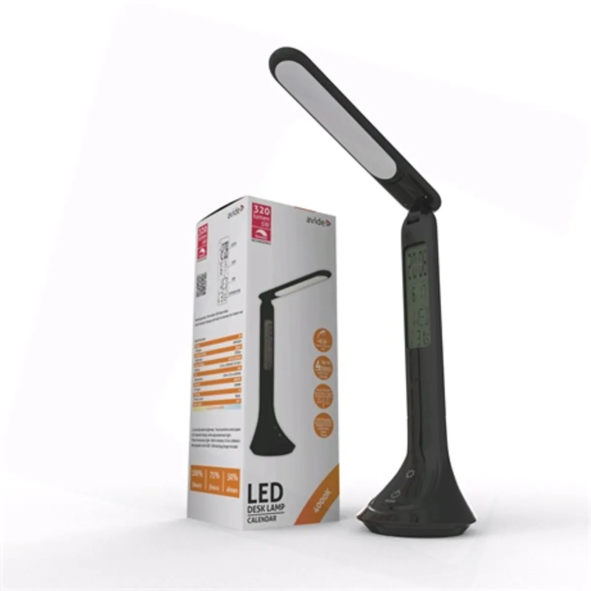 Avide ABLDL-CALENDAR-5W fekete led asztali lámpa naptárral óra ébresztő hőmérséklet kijelzés akkumulátor #10