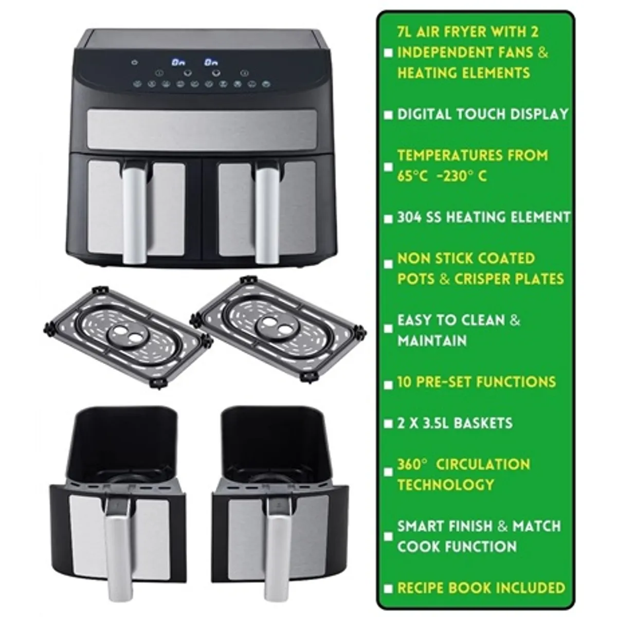 Kochwerk 12549 duplakamrás forrólevegős sütő 2x3,5 L 2400 W 10 program #4