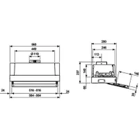 Whirlpool WSK64FLSX páraelszívó beépíthető teleszkópos led 2x6W 340 m3/h 125mm 280mm 564mm #3