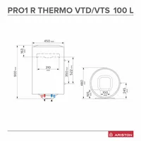 Ariston PRO1 R 100 VTD 1,8K EU Forróvíztároló kapacitás 100 l 230 V 1,8 kW fűtőspirál jobb max nyomás 8 bar max vízhőmérséklet 75 C #4
