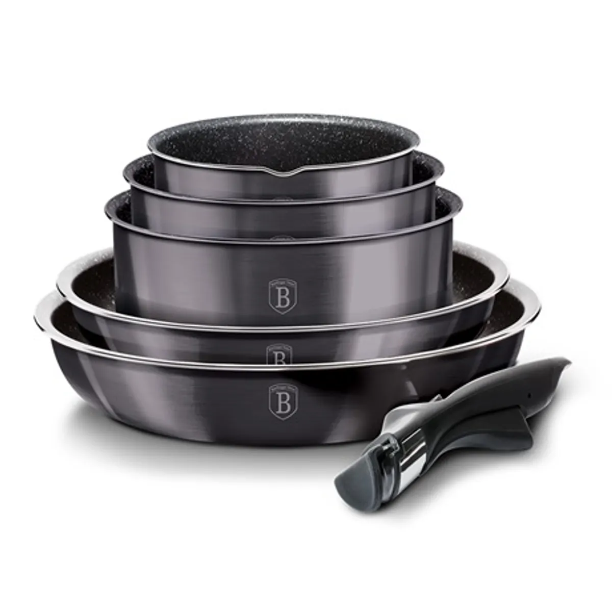 Berlinger Haus BH6910 Carbon Pro Edition edénykészlet 12 részes márvány bevonatú indukciós talp lekattintható nyél #1