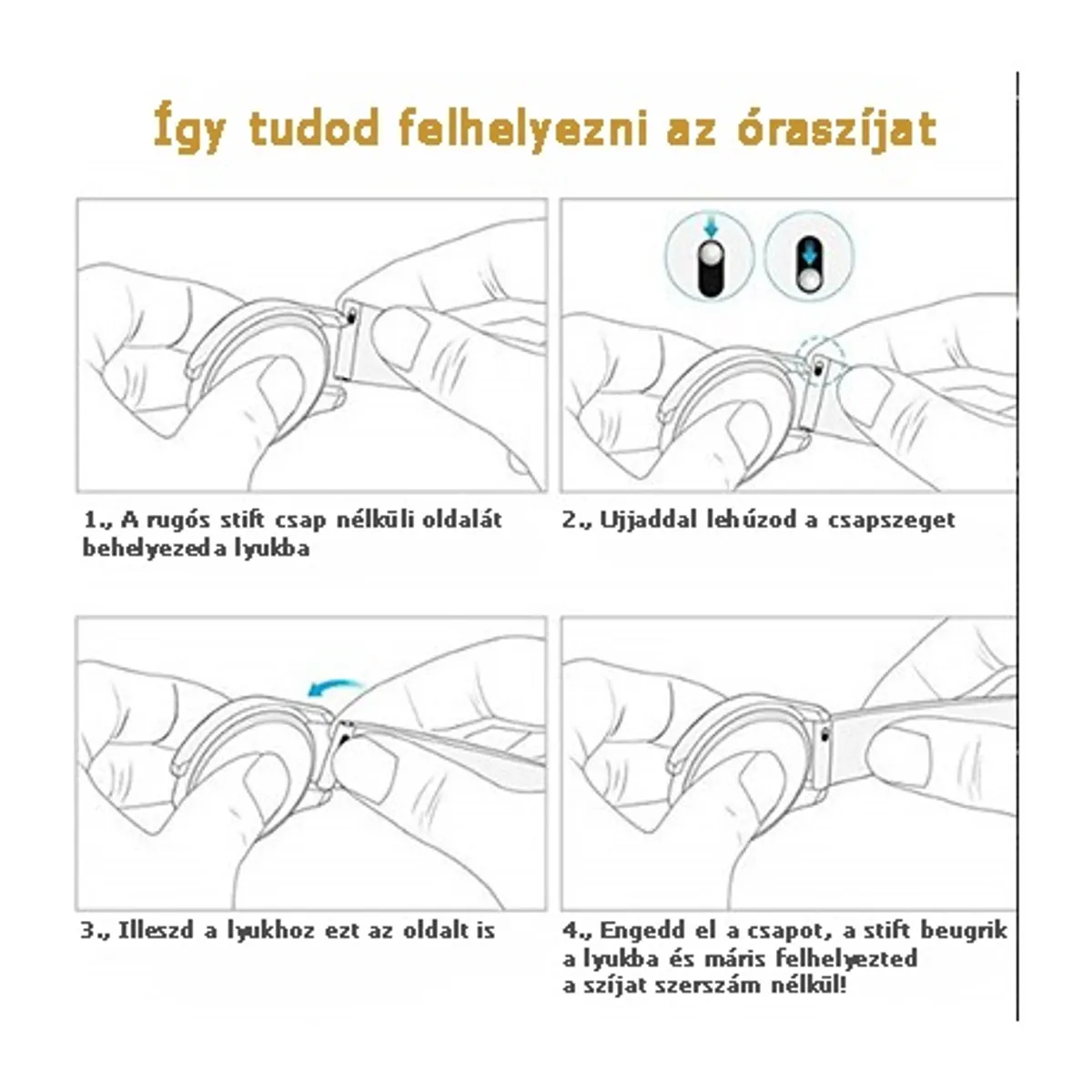 Mybandz 20SKU6111 szilikon óraszíj gömb csattal 20 mm fekete állítható 145-195 mm #2