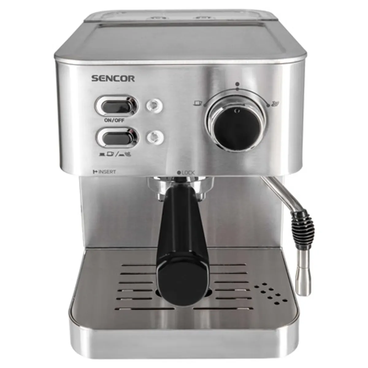 Sencor SES4010SS Espresso kávéfőző, 15 bar szivattyú, rozsdamentes acél ház, 1-2 csésze, gőz funkció, 1,5 l víztartály, fém csészetartó, cseppgyűjtő tálca #5