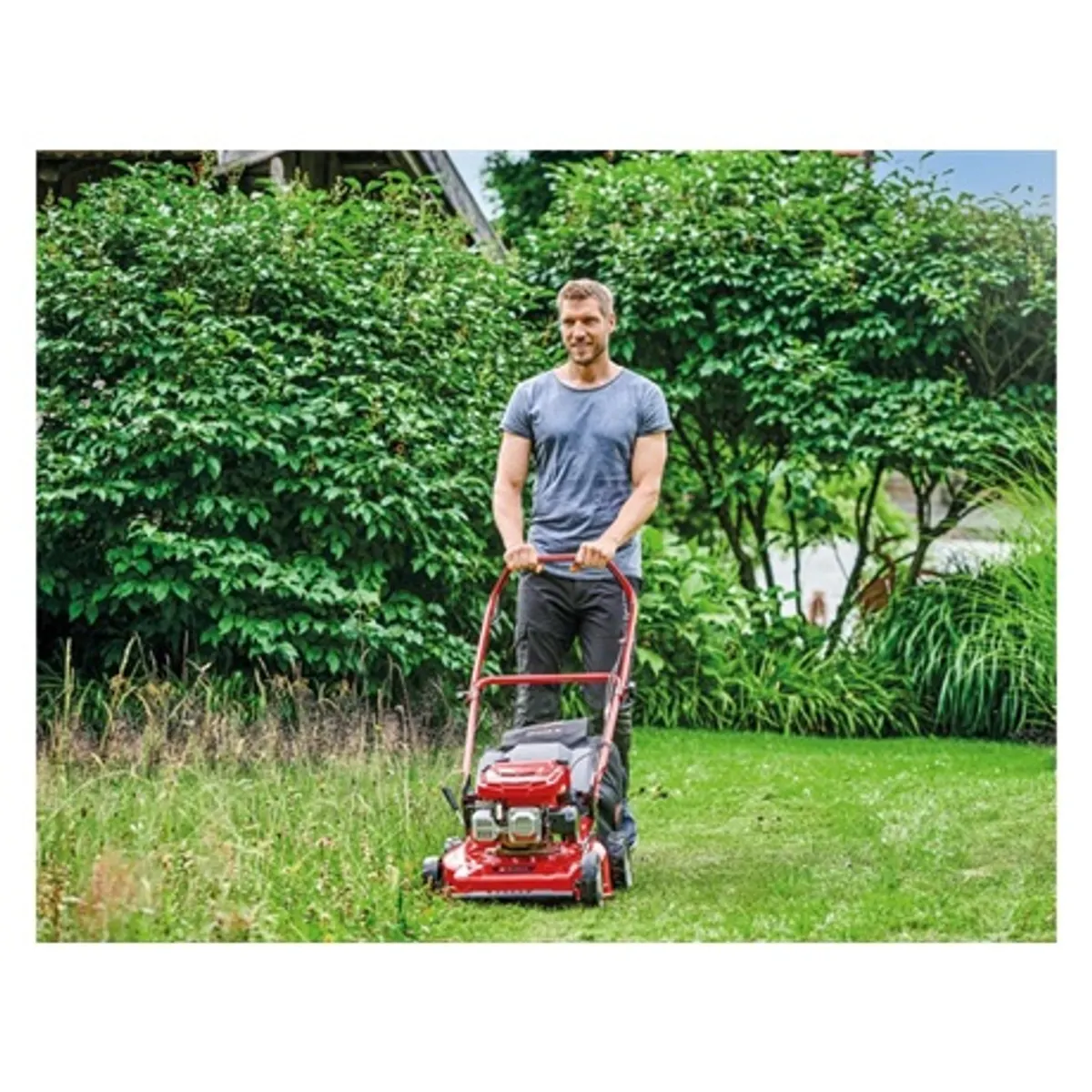 Einhell GC-PM 46/5 S benzines fűnyíró 46 cm vágás 65 l gyűjtő, 132 cm³, 2000 W, 9 fokozatú központi magasságállítás, hátsókerék-hajtás kikapcsolható #6
