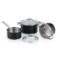 Bergner BGEU-5508 edénykészlet 5 részes 16 cm 1,3 l 20 cm 2,8 l 24 cm 4,5 l 3 rétegű rozsdamentes indukciós aljzat üvegfedő #2