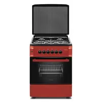 Novacook F5S40G2 R LPG PB palackos gáztűzhely szabadon álló 4 égő 44 l sütő meggypiros