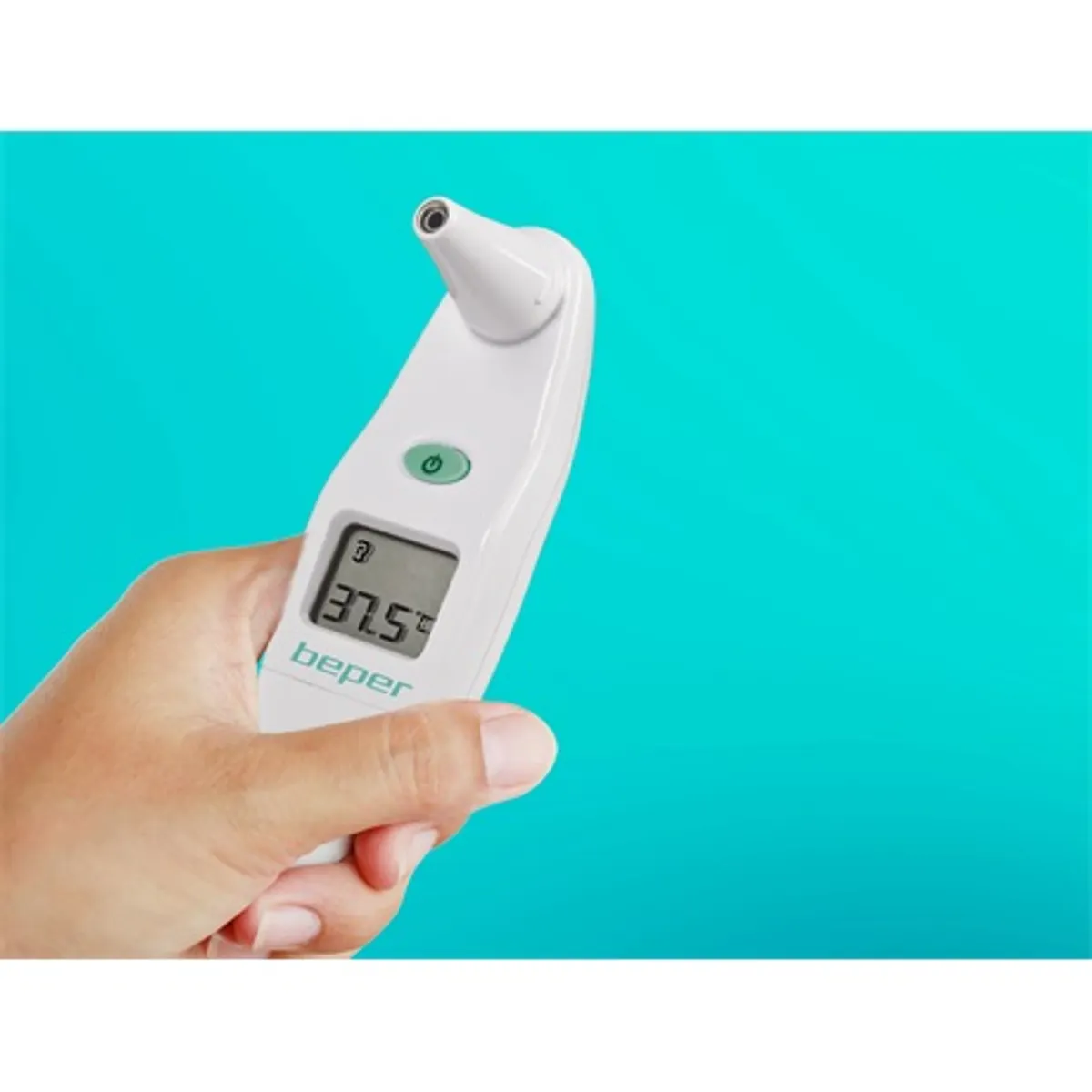 Beper 40.102 fülhőmérő digitális LCD memória 10 adat 32.0–43.0°C tok 15 mérőfej CR2032 #4